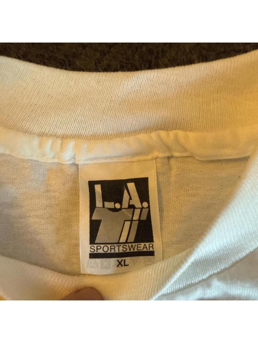 Vintage LA Sportswear T-Shirt American Flag Sleeves Single Stitch USA Mens XL - Picture 3 of 9